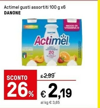 Iper La Grande Danone Actimel Fragola 600 G(ml) offerta