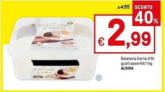 Iper La Grande Algida Carte D'Or La Gelateria Stracciatella Gianduia Caffè 1000 G(ml) offerta
