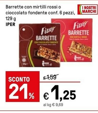 Iper La Grande Iper Barrette Con Mirtilli Rossi O Cioccolato Fondente offerta