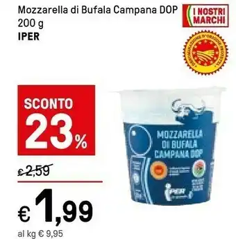 Iper La Grande Iper Mozzarella Di Bufala Campana Dop 200 G offerta