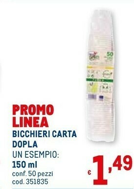 Metro Dopla Bicchieri di plastica offerta