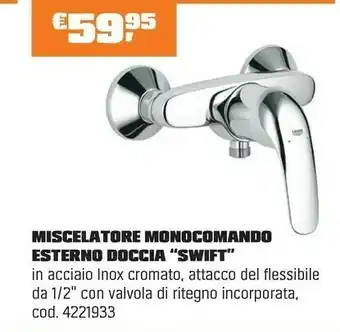 OBI Miscelatore Monocomando Esterno Doccia Swift offerta