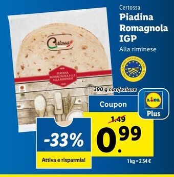 Lidl Piadina romagnola igp offerta