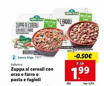 Lidl Zuppa ai cereali con orzo e farro o pasta e fagioli offerta