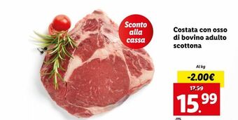 Lidl Costata con osso di bovino adulto scottona offerta