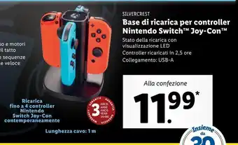 Lidl Base di ricarica per controller nintendo switch 'joy-con' offerta