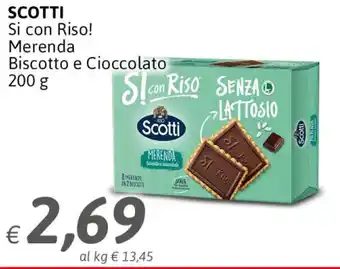 Crai Scotti Si con Riso! Merenda Biscotto e Cioccolato 200 g offerta
