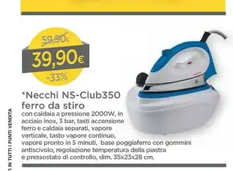 DPiù Necchi Ferro da stiro con caldaia offerta