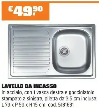 LAVELLO DA INCASSO