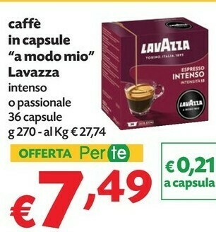 Pam Lavazza Caffe In Capsule A Modo Mio offerta