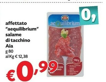 Pam Aia Salame Di Tacchino Aequilibrium 80 G(ml) offerta