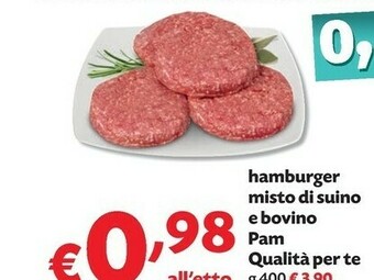 Pam Pam Hamburger Misto Di Suino E Bovino Qualita Per Te offerta