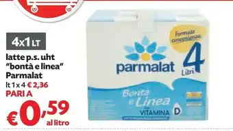 Pam Parmalat Latte Parzialmente Scremato UHT Bonta E Linea offerta