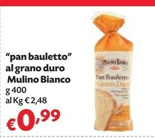 Pam Mulino Bianco Pan Bauletto Al Grano Duro 400 G(ml) offerta
