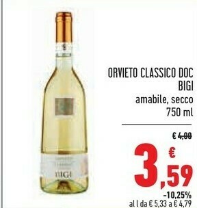 Conad Bigi Vino bianco offerta