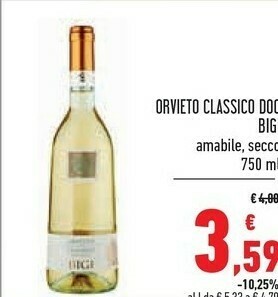 Conad Bigi Vino bianco offerta