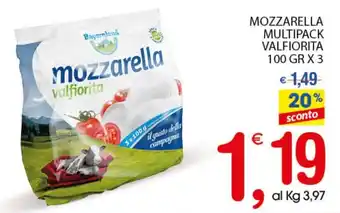 Qui Discount Bayernland Mozzarella Multipack Valfiorita 100grx3 offerta