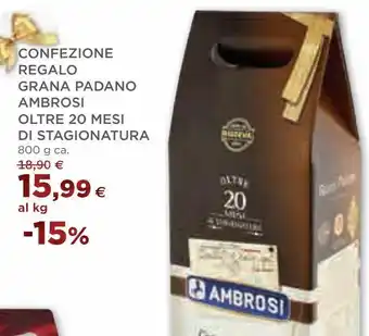 Coop Confezione regalo grana padano ambrosi oltre 20 mesi di stagionatura offerta