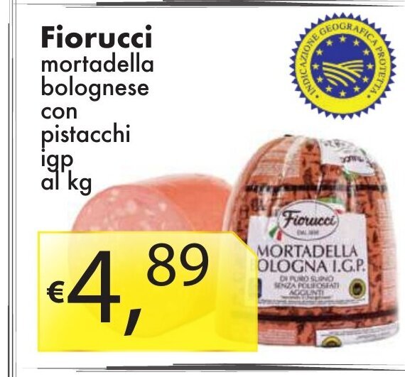 Fiorucci mortadella bolognese con pistacchi igp al kg offerta di Sugros