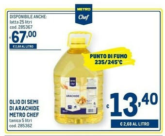 Metro Metro chef Olio di semi offerta