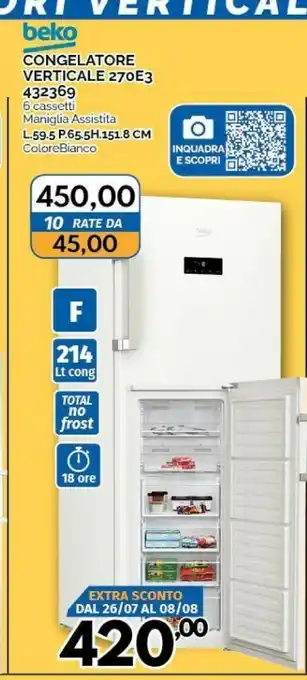 Beko Congelatore Verticale 270E3 432369
