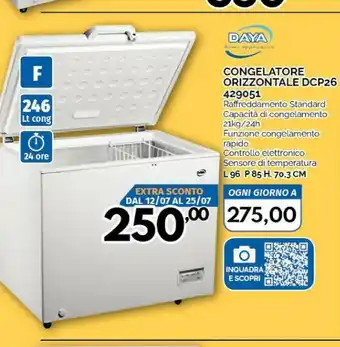 Orizzonte Daya Congelatore Orizontale DCP26 offerta