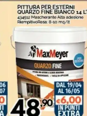 Orizzonte MaxMeyer Pittura Per Esterni Quarzo Fine Bianco offerta