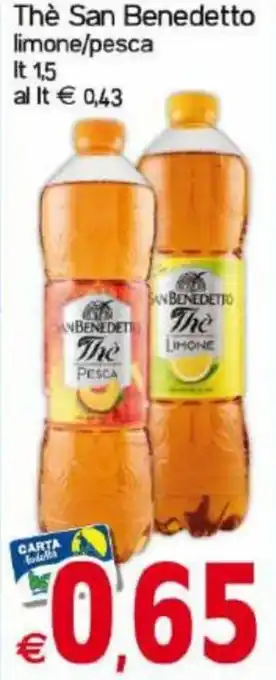 Kanguro San Benedetto Thè limone/pesca lt 1,5 offerta