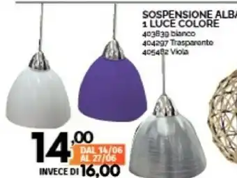 Sospensione Alba 1 Luce Colore
