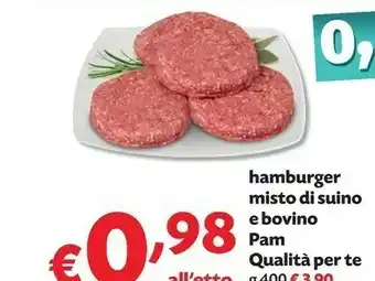 Pam Pam Hamburger Misto Di Suino E Bovino Qualita Per Te offerta