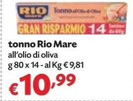Pam Rio Mare Tonno All'Olio Di Oliva 80 G(ml) offerta