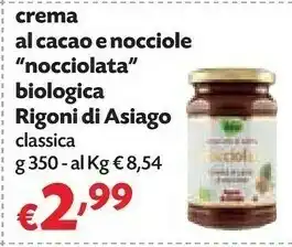 Pam Rigoni Di Asiago Crema Al Cacao E Nocciole Nocciolata Biologica offerta