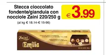 Sì con te Supermercati Stecca cioccolato fondente/ gianduia con nocciole Zaini 220/ 250 g offerta