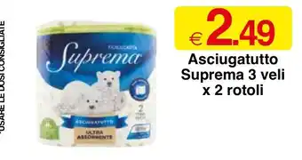 Asciugatutto Suprema 3 veli x 2 rotoli