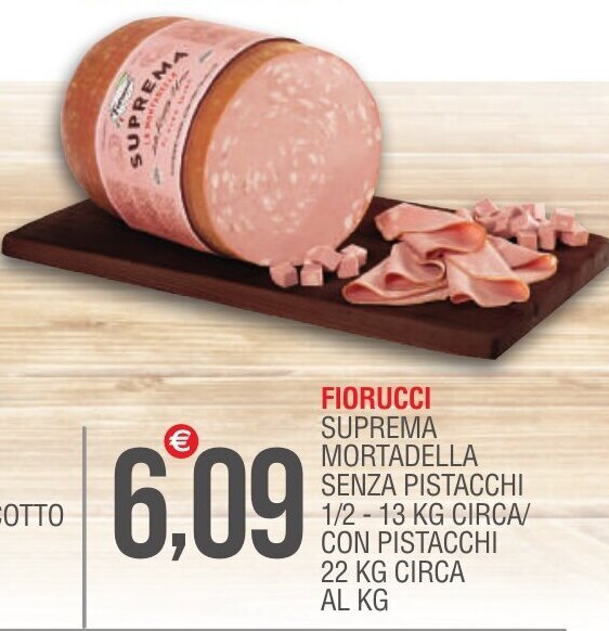 Fiorucci Suprema Mortadella Senza Pistacchi 1/2 13 kg circa con