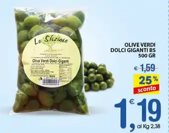 Qui Discount OLive Verdi Dolci Giganti BS 500gr offerta