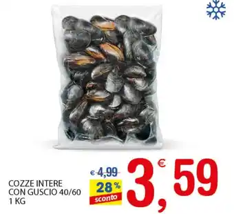 Qui Discount Cozze Intere Con Guscio 40/60 1kg offerta