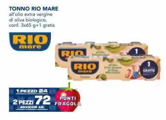 Esselunga Rio Mare Tonno all'olio extra vergine di oliva biologico, conf. 3x65 g+1 gratis offerta