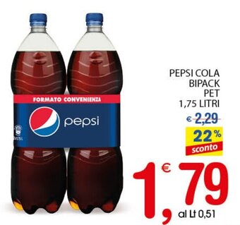 Qui Discount Pepsi Cola Bipack Pet 1,75 Litri offerta