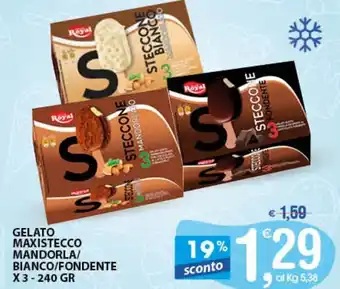 Qui Discount Gelato Maxistecco Mandorla/Bianco/Fondente X3-240gr offerta