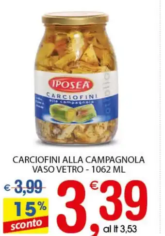 Qui Discount Iposea Carciofini Alla Campagnola Vaso Vetro 1062ml offerta