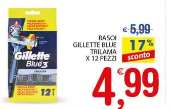 Qui Discount Gellette Blue 3 Rasoi Trilama x12 Pezzi offerta