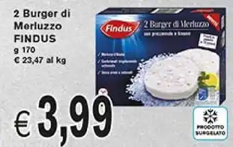 èccoMI Findus 2 Burger di Merluzzo g 170 offerta