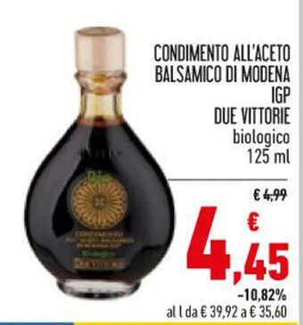 Conad Due Vittorie Condimento All'Aceto Balsamico di Modena IGP biologico 125 ml offerta