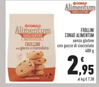 Conad Margherita Frollini Conad Alimentum senza glutine con gocce di cioccolato 400 g offerta