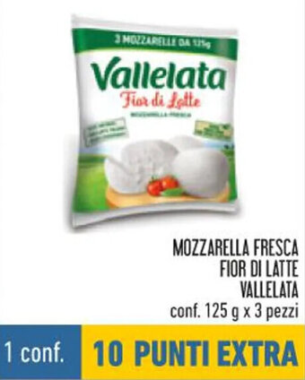 Conad Vallelata Fior di Latte Mozzarella Fresca conf. 125 g x 3 pezzi offerta