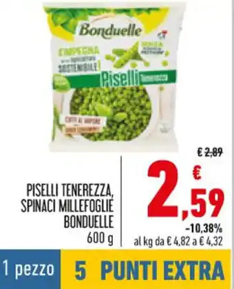 Conad Bonduelle Piselle Tenerezza, Spinaci Millefoglie 600 g offerta
