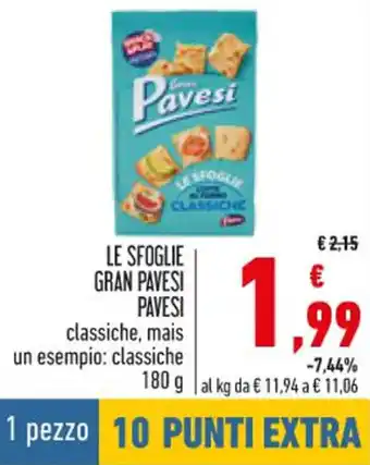 Conad Pavesi Gran Pavesi Le Sfoglie classiche, mais 180 g offerta
