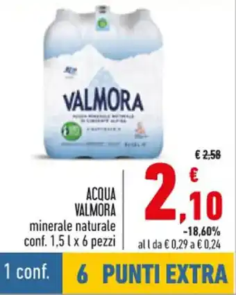 Conad Valmora Acqua minerale naturale conf. 1,5 l x 6 pezzi offerta