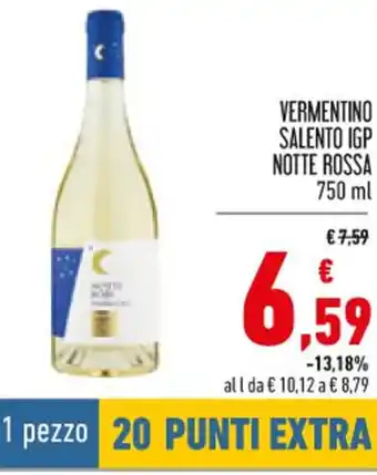Conad Notte Rossa Vermentino Salento IGP 750 ml offerta